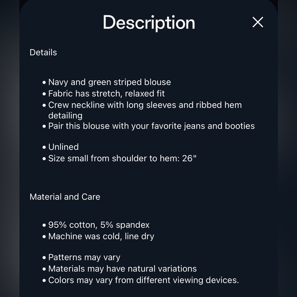 Pink Lily It’s a Deal Navy and Green Striped Knit Long Sleeve  Blouse - Picture 4 of 4